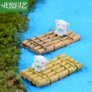 Customizable Decorative Resin Ornaments Miniature Landscape Decoration Bamboo Raft Small Boat Aquatic Succulent Accessories - Image 3