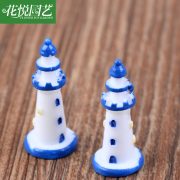 Customizable Decorative Ornament Mediterranean Style White Blue Edge Lighthouse Aquarium Landscape Decoration Resin Craft - Image 3