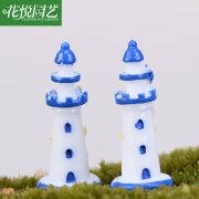 Customizable Decorative Ornament Mediterranean Style White Blue Edge Lighthouse Aquarium Landscape Decoration Resin Craft - Image 4