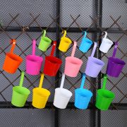 Colorful Flower Bucket Metal Hanging Plant Pot Greenery Holder Personalized Suspended Bucket Home Balcony Decorative Metalwork - Image 3