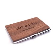 Custom Metal Black Walnut Card Holder with Logo Engraving for Business Promotions Conferences and Public Relations Gifts - Image 2