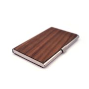 Custom Metal Black Walnut Card Holder with Logo Engraving for Business Promotions Conferences and Public Relations Gifts - Image 5
