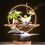 流水摆件招财水缸造景假山客厅办公室桌面装饰陶瓷创意开业礼品