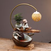 Creative Ceramic Flowing Water Fountain Ornament Indoor Office Desk Top Decoration Zen Style Sprinkler Wealth Attracting Gift - Image 2