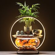 Lucky Flowing Water Fountain Ornament Glass Aquarium Home Living Room Desktop Office Decorations Opening Gift Direct Sale