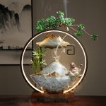Creative Ceramic Glass Flowing Water Fountain Ornament Indoor Office Living Room Decorative Piece for Fish Tank Humidifier