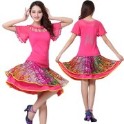 New Latin Dance Square Dance Performance Costume Sequin Skirt Bell Sleeve Dance Outfit Festival Performance Adult Stage Costume - Image 3