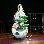 Ceramic Flowing Water Fountain Ornament Humidifier for Living Room Office Ceramic Fish Tank Moving Marriage Gift Blue Porcelain