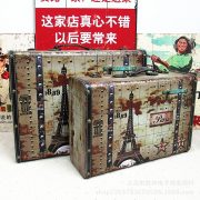 American Vintage Wooden Craft Decorative Ornament Handheld Wooden Box Retro Style Leather Suitcase Photography Prop - Image 4