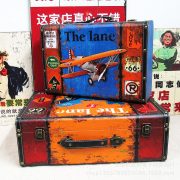 American Vintage Wooden Craft Decorative Ornament Handheld Wooden Box Retro Style Leather Suitcase Photography Prop - Image 2