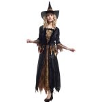 Luxurious Gold Cosplay Witch Dress Adult Stage Performance Costume Elegant Female Gown For Theater And Entertainment Events