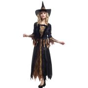 Luxurious Gold Cosplay Witch Dress Adult Stage Performance Costume Elegant Female Gown For Theater And Entertainment Events