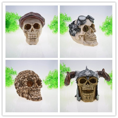 4215526743_251430030.jpg Halloween Decorative Ornaments Customizable Creative Toy Resin Skull Head Props Gag Pranks Novelty Scary Jokes Props - Image 1