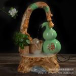 Indoor Ceramic Water Flowing Fountain Ornament Landscape Office Living Room Fish Tank Humidifier Decorative Item Garden Feature