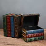 European Vintage Decorative Ornament Wooden Jewelry Box Office Decoration Sample Room Simulation Book Storage Props