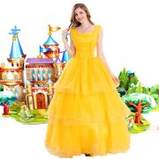 Golden Gray Cinderella Belle Princess Skirt Adult Stage Performance Costume Fairy Tale Story Halloween Ball Uniform