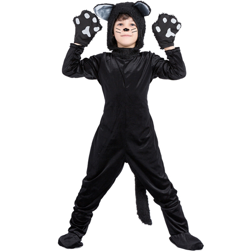 4503246526_1734513592.jpg Halloween masquerade animal black cat costume for boys - cosplay outfit for stage performance - Image 1