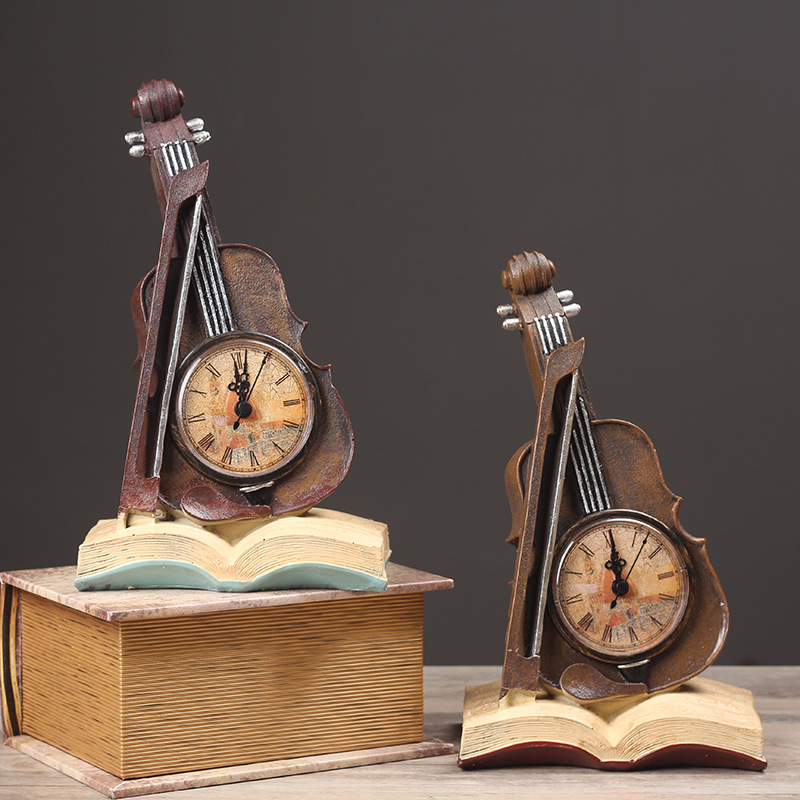 4591472944_873513809.jpg Customizable Decorative Resin Ornament for Home Office Desktop TV Cabinet Violin Clock Living Room Wall Decor - Image 1