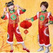New Children's Festival Yangge Costume Red Performance Dancewear Traditional Chinese Ethnic Tang Suit Adult Stage Performance - Image 3