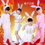 Children's White Rabbit Performance Costume Warm Long Sleeve Animal Show Outfit for Toddler Dance Performances