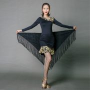Adult Latin Dance Costume Long Sleeve Square Dance Performance Dress Set Stage Show Outfit For Women - Image 4
