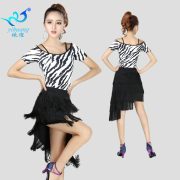 Adult Latin Dance Tassel Performance Costume Irregular Skirt Set Stage Dance Uniform Training Practice Wear - Image 3