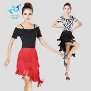 Adult Latin Dance Tassel Performance Costume Irregular Skirt Set Stage Dance Uniform Training Practice Wear - Image 2