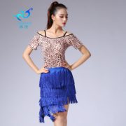 Adult Latin Dance Tassel Performance Costume Irregular Skirt Set Stage Dance Uniform Training Practice Wear - Image 4