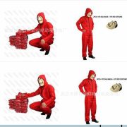 Adult Halloween Cosplay Costume Red Paper House Jester Suit for Stage Performance Dali DaLi - Image 3
