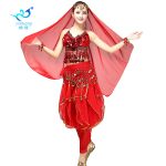 Indian Belly Dance Performance Costume Shiny Sequins Chiffon Stage Outfit Festival Dance Show Competition Adult Costumes