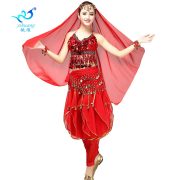 Indian Belly Dance Performance Costume Shiny Sequins Chiffon Stage Outfit Festival Dance Show Competition Adult Costumes