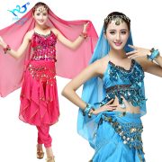 Indian Belly Dance Performance Costume Shiny Sequins Chiffon Stage Outfit Festival Dance Show Competition Adult Costumes - Image 3