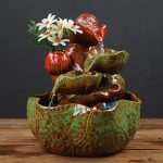 Luxury Living Room Decorative Artificial Mountain Water Scene Ceramic Fountain Humidifier Desktop Water Mist Flowing Ornament