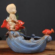 Luxury Living Room Decorative Artificial Mountain Water Scene Ceramic Fountain Humidifier Desktop Water Mist Flowing Ornament - Image 2