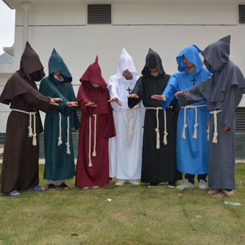 9005759793_1033626165.jpg Halloween Cosplay Medieval Monk Robe Priestess Wizard Adult Stage Performance Costume for Men Women - Image 1