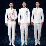 New Adult Stage Performance Costume Qinghua Porcelain Large Chorus Youth May Fourth Sun Zhongshan Suit Embroidered Chinese Style Chorus Group