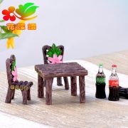 Customizable Decorative Ornaments Miniature Landscape Succulent Plant Figurines Wooden Table and Chairs Resin Craft DIY Materials - Image 2