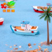 Customizable Decorative Resin Ornament Miniature Fishing Boat Model Handmade Home Decor Ideal for Aquarium Landscape