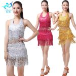 Shiny Sequin Stage Performance Costume Adult Belly Dance Jazz Dance Performance Outfit With Fringe Top Bra For Women