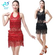 Shiny Sequin Stage Performance Costume Adult Belly Dance Jazz Dance Performance Outfit With Fringe Top Bra For Women - Image 2