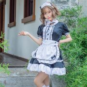 Large Size Adult Stage Performance Costume Black And White Maid Uniform Cosplay Japanese Style Cafe Waitress Outfit - Image 2