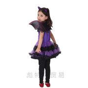 Purple Bat Girl Witch Costume for Children Halloween Cosplay Stage Performance Outfit Adult Size Available Bloodthirsty Female Vampire Dress - Image 3