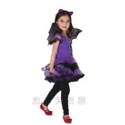 Purple Bat Girl Witch Costume for Children Halloween Cosplay Stage Performance Outfit Adult Size Available Bloodthirsty Female Vampire Dress - Image 4