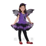 Purple Bat Girl Witch Costume for Children Halloween Cosplay Stage Performance Outfit Adult Size Available Bloodthirsty Female Vampire Dress - Image 2