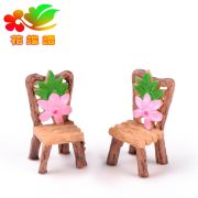 Customizable Decorative Ornaments Miniature Landscape Succulent Plant Figurines Wooden Table and Chairs Resin Craft DIY Materials
