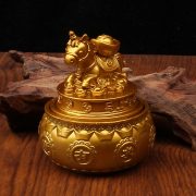 马年吉祥物马背元宝摆件聚宝盆可转转家居摆件招财进宝合金工艺品