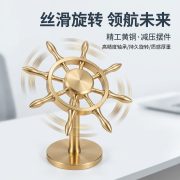 Solid Brass Nautical Compass Steering Wheel Tabletop Decorative Craft Rotatable Boat Rudder Custom Metal Medal Badge Gift - Image 2