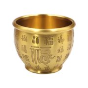 黄铜米缸百福铜缸摆件水缸聚宝盆客厅家居装饰家用小铜盆存钱罐 - Image 6