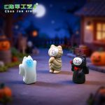 Customizable Decorative Ornaments Halloween Devil Kitten Design Resin Craft Miniature Landscape DIY Decoration Car Dashboard Figurine