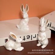 Customizable Decorative Resin Rabbit Ornaments Set of Three for Easter Garden Decoration Realistic Cute Tabletop Accessories - Image 4